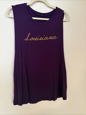 Rosa Couture Purple Muscle Tank with Gold Script